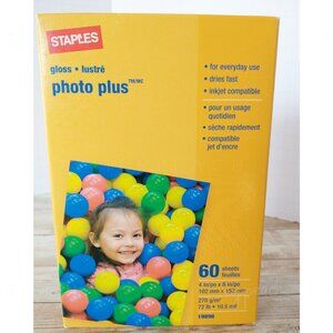 Staples Photo Paper 4”x6” Glossy NEW 60 Sheets 19898 72# Inkjet Photo Plus Paper